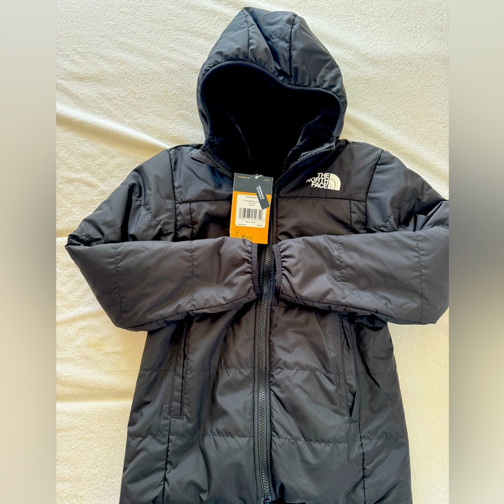 NWT The North Face girls size 10 Black Reversible Mossbud Parka